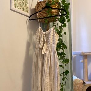 Cotton linen summer dress with spaghetti straps